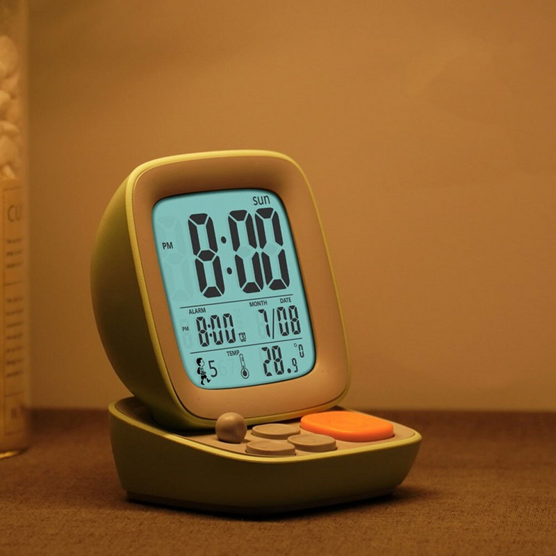 LED Retro kis számítógép Gyermek ébresztőóra Digitális asztal lámpával Elektronikus Hálószoba Éjjeli Nappali Egyszerű csendes