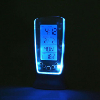 Ψηφιακό Ξυπνητήρι Θερμόμετρο Ημερολόγιο Μπλε Ρολόι με οπίσθιο φωτισμό Led Snooze Επιτραπέζιο Ρολόι Νυχτερινό Φως Ξυπνητήρι με 7 τραγούδια συναγερμού