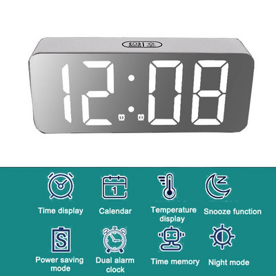 Ceas cu alarmă digital cu iluminare din spate Snooze Ceas electronic cu LED-uri de masă Ceasuri de birou pentru decorarea casei pentru afișarea temperaturii dormitorului