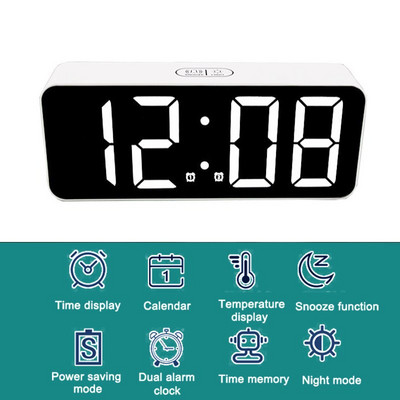 Ceas cu alarmă digital cu iluminare din spate Snooze Ceas electronic cu LED-uri de masă Ceasuri de birou pentru decorarea casei pentru afișarea temperaturii dormitorului