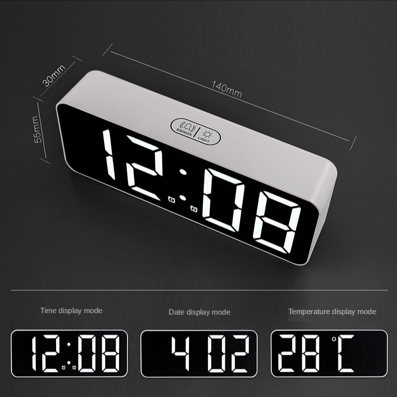 Ceas cu alarmă digital cu iluminare din spate Snooze Ceas electronic cu LED-uri de masă Ceasuri de birou pentru decorarea casei pentru afișarea temperaturii dormitorului
