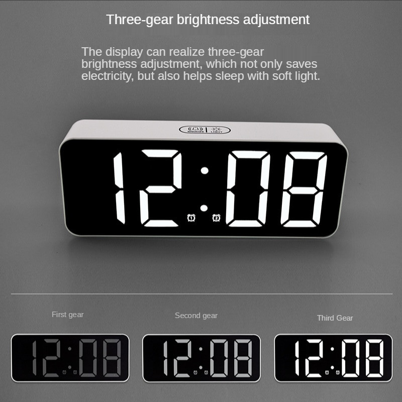 Ceas cu alarmă digital cu iluminare din spate Snooze Ceas electronic cu LED-uri de masă Ceasuri de birou pentru decorarea casei pentru afișarea temperaturii dormitorului