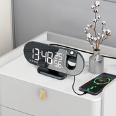LED digitális ébresztőóra óra asztali elektronikus asztali órák USB ébresztő FM rádió idő projektor szundi funkció 2 ébresztő