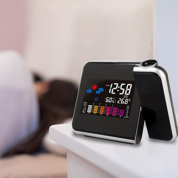 Ψηφιακό Ξυπνητήρι Προβολής Μετεωρολογικός Σταθμός με Θερμόμετρο Θερμόμετρο Υγρασίας Υγρόμετρο/Ρολόι Αφύπνισης Προβολέα δίπλα στο κρεβάτι
