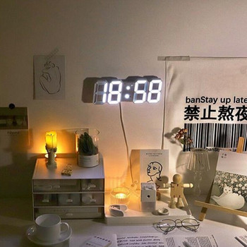 Ξυπνητήρι LED Ψηφιακό ρολόι τοίχου Επιτραπέζιο ρολόι Snooze με ένδειξη θερμοκρασίας φωτός Ημερομηνία τροφοδοτούμενο από USB Διακόσμηση σπιτιού