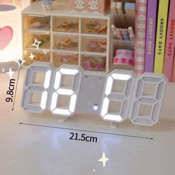 Ξυπνητήρι LED Ψηφιακό ρολόι τοίχου Επιτραπέζιο ρολόι Snooze με ένδειξη θερμοκρασίας φωτός Ημερομηνία τροφοδοτούμενο από USB Διακόσμηση σπιτιού