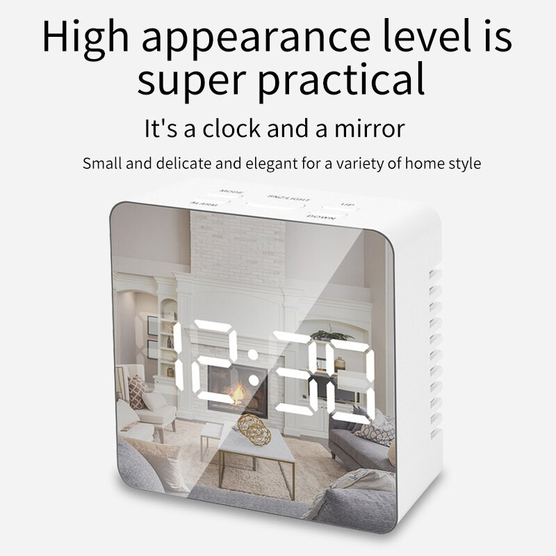 LED veidrodinis žadintuvas stalinis laikrodis Skaitmeninis namų dekoro snaudimo funkcija Stalo laikrodžio temperatūros ekranas Elektroninis stalo laikrodis