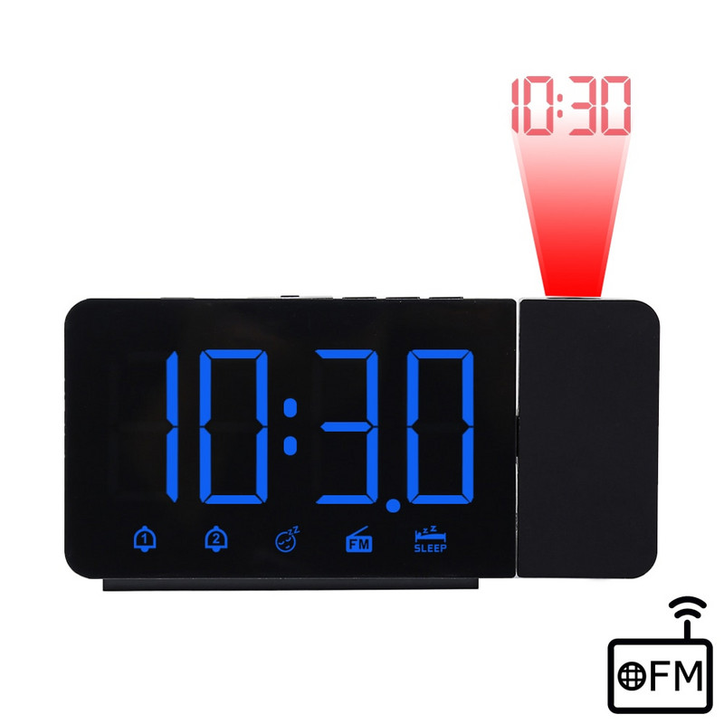 FanJu Ceas Digital Ceas Deşteptător Radio FM Ora Noapte Cu Proiector Perete Ceasuri Electronice De masă Decor Home Decor