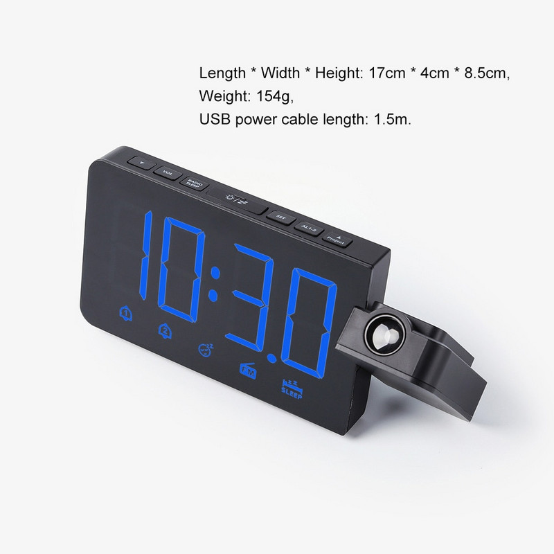 FanJu Ceas Digital Ceas Deşteptător Radio FM Ora Noapte Cu Proiector Perete Ceasuri Electronice De masă Decor Home Decor