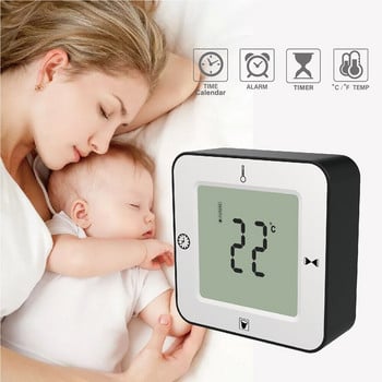 Παιδικό Ξυπνητήρι Επιτραπέζιο χρονόμετρο με Ημερολόγιο οπίσθιου φωτισμού για οικιακή & ψηφιακή θερμοκρασία Ηλεκτρονικό μοντέρνο ρολόι γραφείου LCD