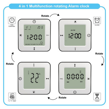 Παιδικό Ξυπνητήρι Επιτραπέζιο χρονόμετρο με Ημερολόγιο οπίσθιου φωτισμού για οικιακή & ψηφιακή θερμοκρασία Ηλεκτρονικό μοντέρνο ρολόι γραφείου LCD