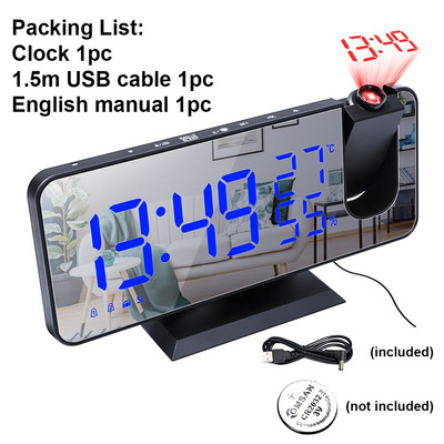 LED digitalni budilnik Elektronički projekcijski sat s FM radiom Odgoda Vremenska stanica Kalendar Termometar Funkcija projektora