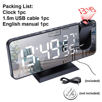 LED digitalni budilnik Elektronički projekcijski sat s FM radiom Odgoda Vremenska stanica Kalendar Termometar Funkcija projektora