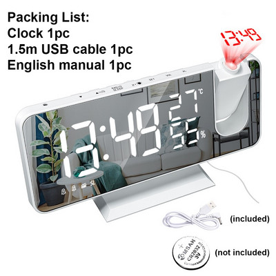 LED digitalni budilnik Elektronički projekcijski sat s FM radiom Odgoda Vremenska stanica Kalendar Termometar Funkcija projektora