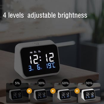 Επαναφόρτιση Ψηφιακό Ξυπνητήρι Δυνατός Ήχος Θερμοκρασία Ημερομηνία Διπλοί Συναγερμοί Φωνητικός έλεγχος Επιτραπέζιο Ρολόι 12/24 ώρες Αναβολή Ρολόι LED