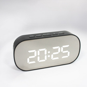 Στρογγυλό Led Καθρέφτης Ξυπνητήρι Ψηφιακό επιτραπέζιο ρολόι Νυχτερινό φως Snooze με θερμοκρασία Ηλεκτρονικό ρολόι διπλής χρήσης Διακόσμηση σπιτιού