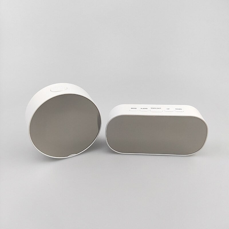 Apvalus LED veidrodinis žadintuvas Skaitmeninis stalo laikrodis nakties šviesos snaudimas su temperatūros elektroniniu dvigubos paskirties laikrodžiu namų dekoru