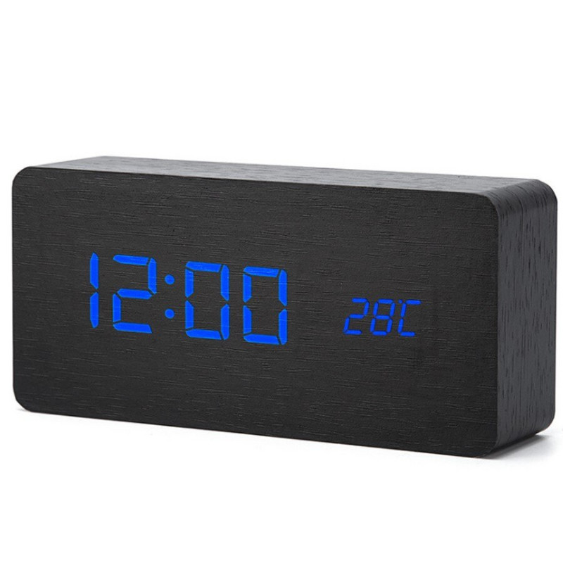 Sufragerie din lemn de birou Ceas cu alarmă de birou cu display multifuncțional cu LED