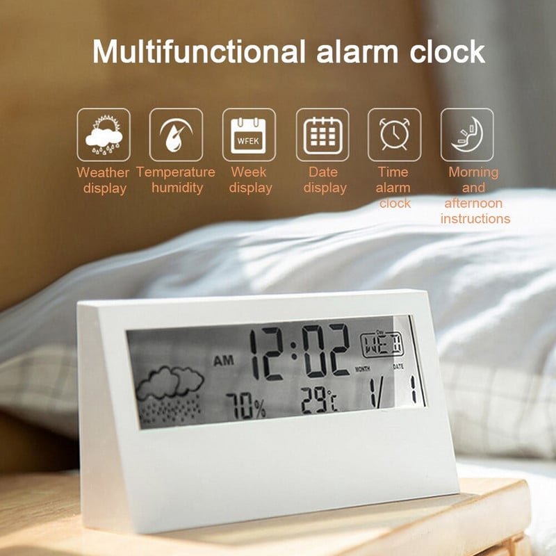 Studenți Vremea pentru noptiere Ceas cu alarmă digital Afișaj LED Calendar electronic Data Tabel orar Amânare Temperatura Umiditate