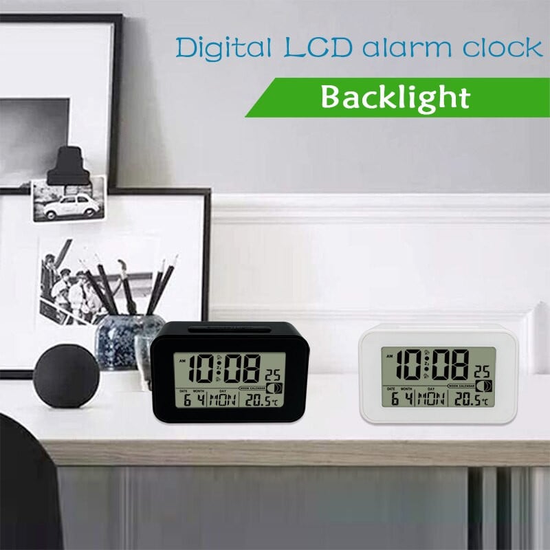 Jimei H174C-DCF-light radijo bangomis valdomas skaitmeninis žadintuvas LED foninis apšvietimas, snaudimas, nutildymas, kalendoriai, stalinis elektroninis išmanusis stalo laikrodis