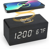 LED fa digitális ébresztőóra mobiltelefon vezeték nélküli töltéssel USB/AAA Tápellátással nappali hálószobába irodai digitális óra