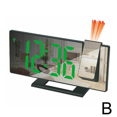 Ceas cu alarmă cu proiecție digitală cu LED, pentru dormitor, proiector electronic de timp pe tavan, ceas cu dublă voce tare, mut P9T0