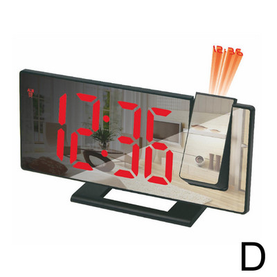 Ceas cu alarmă cu proiecție digitală cu LED, pentru dormitor, proiector electronic de timp pe tavan, ceas cu dublă voce tare, mut P9T0