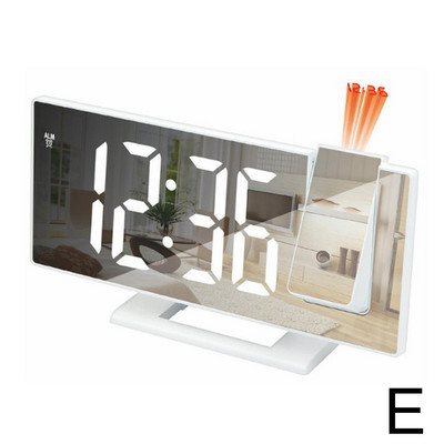 Ceas cu alarmă cu proiecție digitală cu LED, pentru dormitor, proiector electronic de timp pe tavan, ceas cu dublă voce tare, mut P9T0