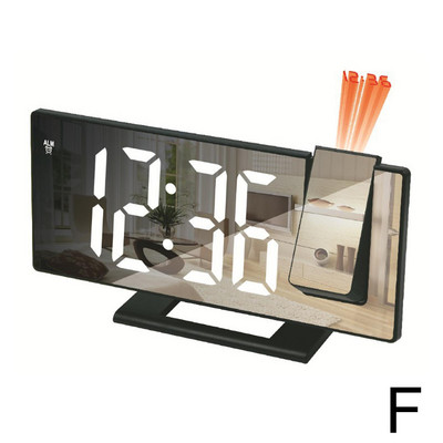 Ceas cu alarmă cu proiecție digitală cu LED, pentru dormitor, proiector electronic de timp pe tavan, ceas cu dublă voce tare, mut P9T0
