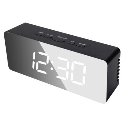 Veidrodinis žadintuvas LED Wecker skaitmeninis USB signalizatorius Funk Uhr Schlummerfunktion Tischuhr Spiegel Reloj Despertador Wall Decor