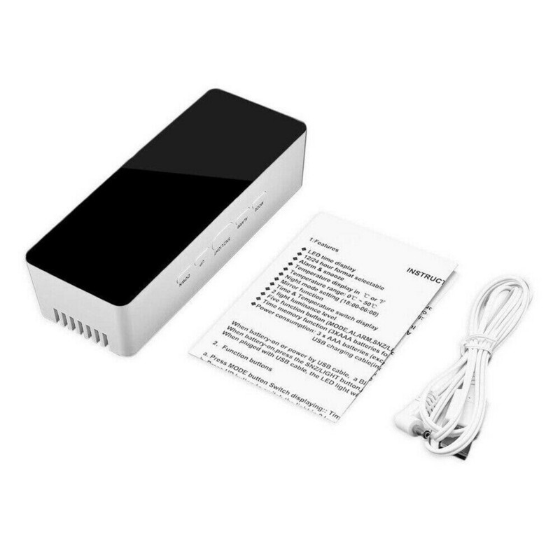 Veidrodinis žadintuvas LED Wecker skaitmeninis USB signalizatorius Funk Uhr Schlummerfunktion Tischuhr Spiegel Reloj Despertador Wall Decor