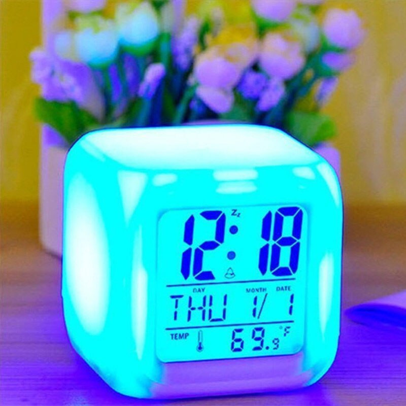 7 színű LED váltó Digitális izzó ébresztőóra Éjszakai lámpa Gyermekek Többfunkciós Otthoni Nappali Hálószoba Gyerekek Ébresztőóra