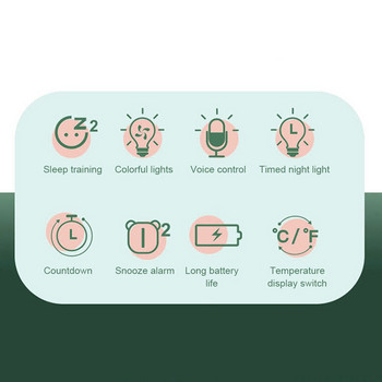 Παιδικό Ξυπνητήρι Ψηφιακή ένδειξη θερμοκρασίας Ρολόι LED δίπλα στο κρεβάτι με φωνητικό έλεγχο Cute Dinosaur Children\'s Sleep Trainier