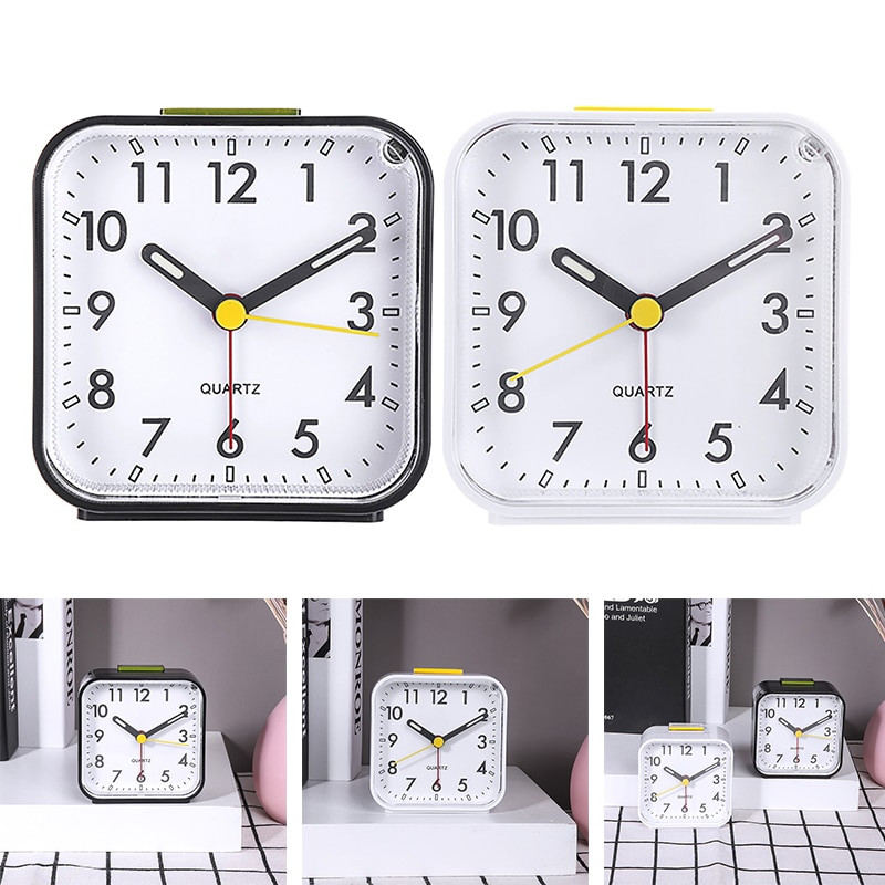 Acasă Ceas deşteptător digital cu ac Ceas deşteptător luminos pătrat din plastic, silențios, fără bifări, pentru copii, acasă, dormitor, ceas cu amânare