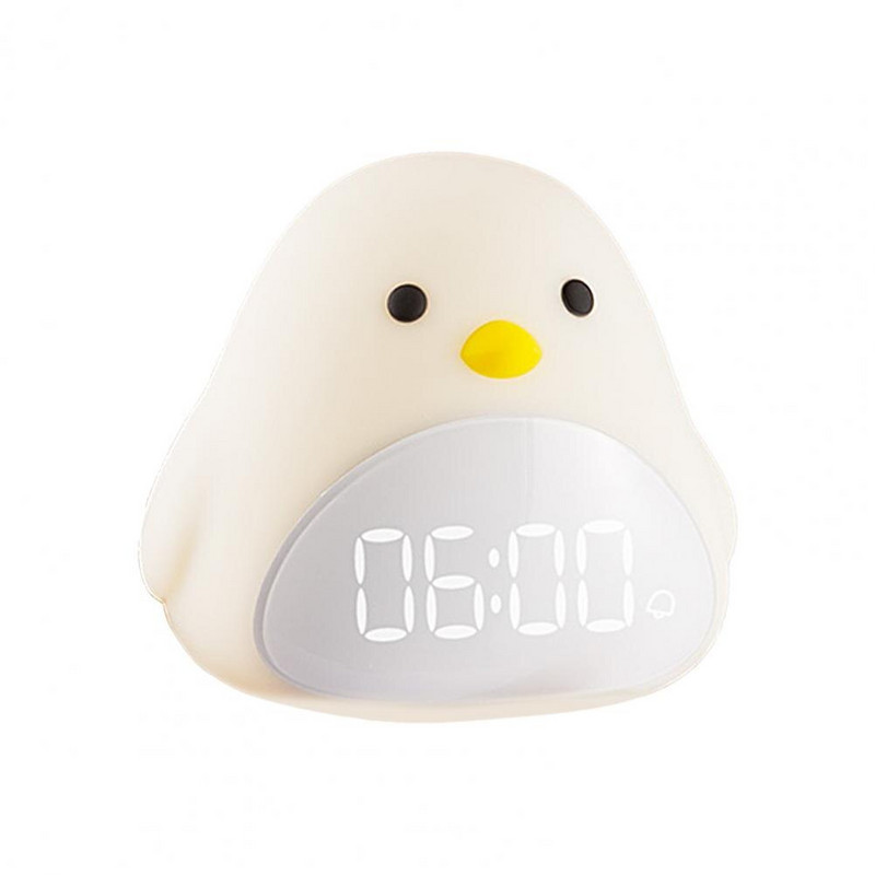 Ceas cu alarmă, zgomot redus, lumină de noapte mică, cadouri, timp, afișaj, temperatură, drăguț, formă de pasăre, ceas digital pentru copii pentru dormitor