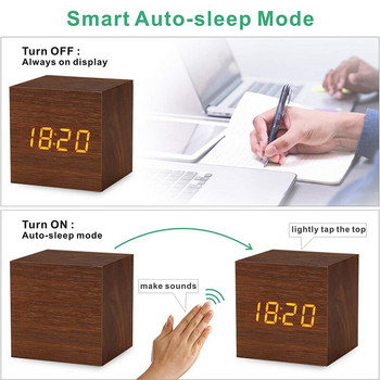 Ψηφιακό Ξυπνητήρι με μονό πρόσωπο LED για υπνοδωμάτιο Έξυπνο ξυπνητήρι Ψηφιακό επιτραπέζιο ρολόι κομοδίνο για δωμάτιο με τροφοδοσία USB/AAA