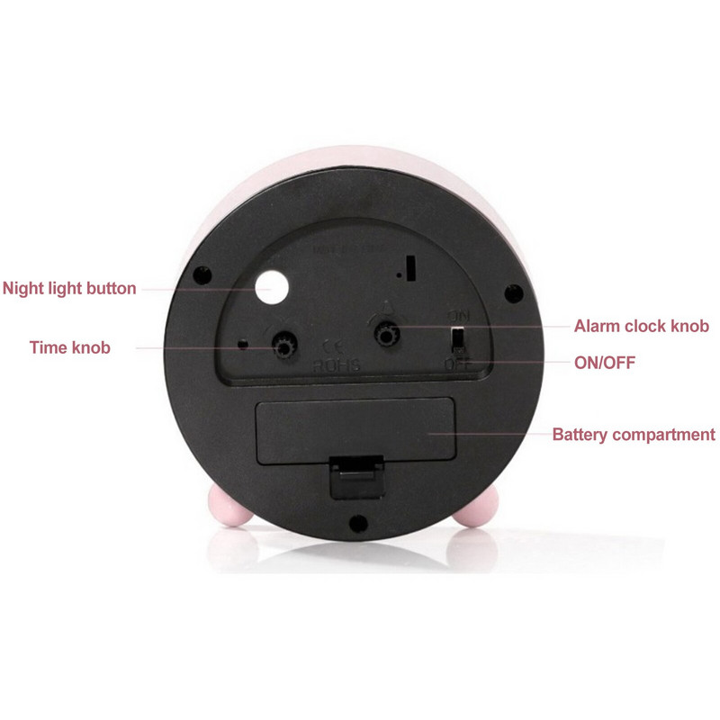 Vaikų žadintuvas Mielas animacinis triušis besimokantis laikrodis tylus su naktine šviesa, skirtas namų dekoravimui Vaikų miegamojo rašomasis stalas prie lovos