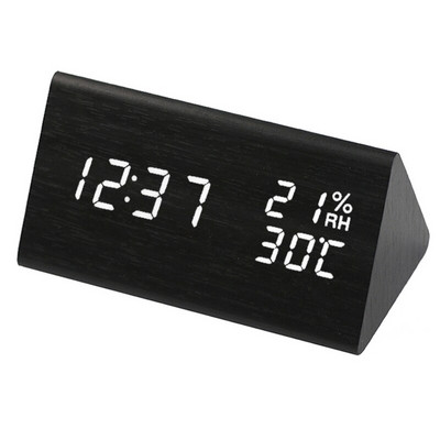 Medinis LED žadintuvas Skaitmeninis snaudimo stalo laikrodis Pažadinimo šviesa Elektroninis didelio laiko temperatūros ekranas Namų staliniai laikrodžiai