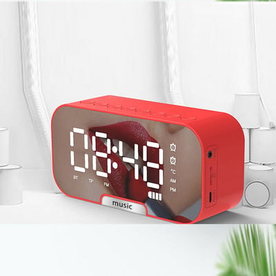 Vezeték nélküli Bluetooth hangszóró digitális LED óra telefontartóval FM rádió hordozható kártyatükör hang két asztali ébresztőóra