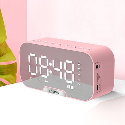 Vezeték nélküli Bluetooth hangszóró digitális LED óra telefontartóval FM rádió hordozható kártyatükör hang két asztali ébresztőóra