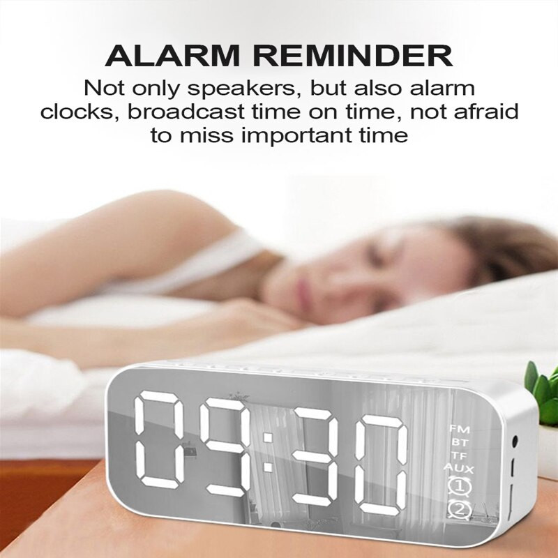 HiFi Bluetooth garsiakalbis LED veidrodinis ekranas žadintuvai mobilusis telefonas žemų dažnių garsiakalbis laikrodis stalinis skaitmeninis laikrodis Despertador MP3 TF FM AUX