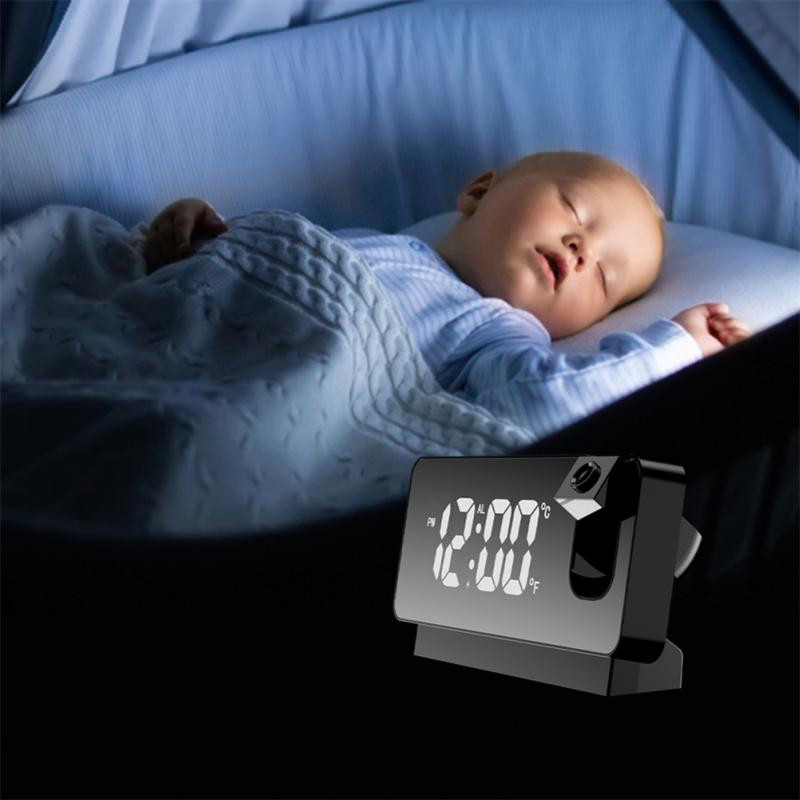 2022 m. Naujas LED skaitmeninis projekcinis žadintuvo stalinis elektroninis žadintuvas su projekcijos laiko projektoriumi miegamojo lovos laikrodis