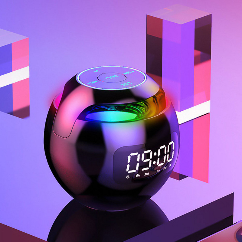 Mini difuzor Bluetooth cutie de sunet Bluetooth fără fir cu afișaj LED Ceas cu alarmă Hifi Card TF Redare muzică MP3