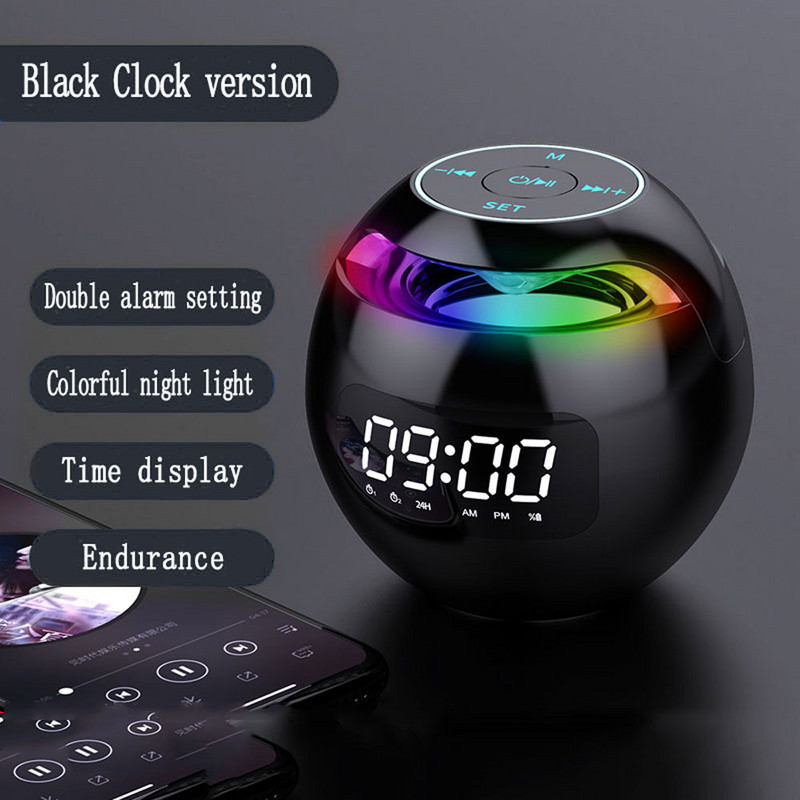 Mini difuzor Bluetooth cutie de sunet Bluetooth fără fir cu afișaj LED Ceas cu alarmă Hifi Card TF Redare muzică MP3