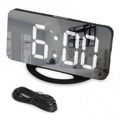 LED skaitmeninis žadintuvas veidrodinio paviršiaus šviesos jutimo 3 reguliuojamo ryškumo laikrodis su dviem USB prievadais despertador digital