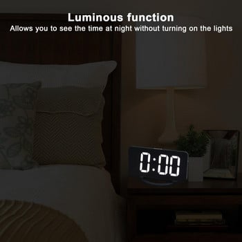 LED Ψηφιακό Ξυπνητήρι Καθρέφτης Επιφανειακό Φως Αισθητήρας 3 Ρυθμιζόμενο Ρολόι Φωτεινότητας με Διπλές Θύρες USB despertador digital