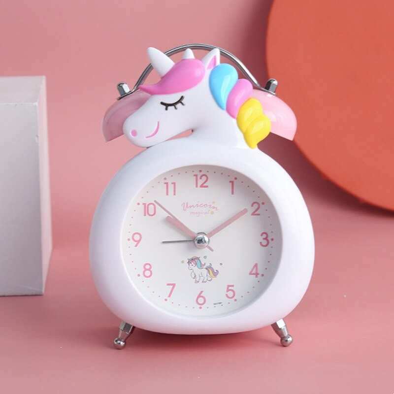 Mielas animacinių filmų vienaragis žadintuvas Specialus tylus nakties šviesos laikmatis vaikams Studentams Miegamojo dekoras amatų papuošalų dovanos