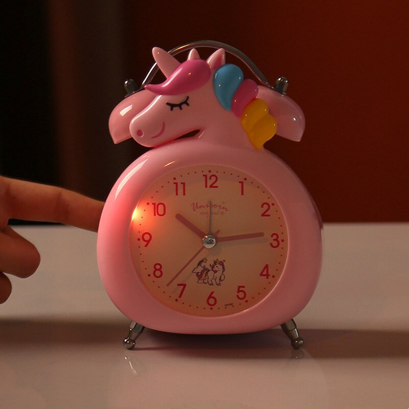 Mielas animacinių filmų vienaragis žadintuvas Specialus tylus nakties šviesos laikmatis vaikams Studentams Miegamojo dekoras amatų papuošalų dovanos