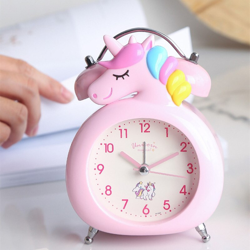 Mielas animacinių filmų vienaragis žadintuvas Specialus tylus nakties šviesos laikmatis vaikams Studentams Miegamojo dekoras amatų papuošalų dovanos