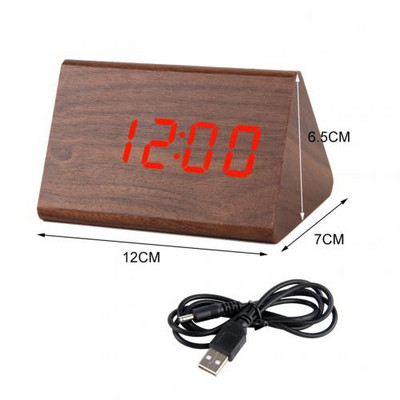LED fa ébresztőóra asztal hangvezérlés digitális óra hőmérséklet páratartalom kijelző fa asztali órák USB/AAA